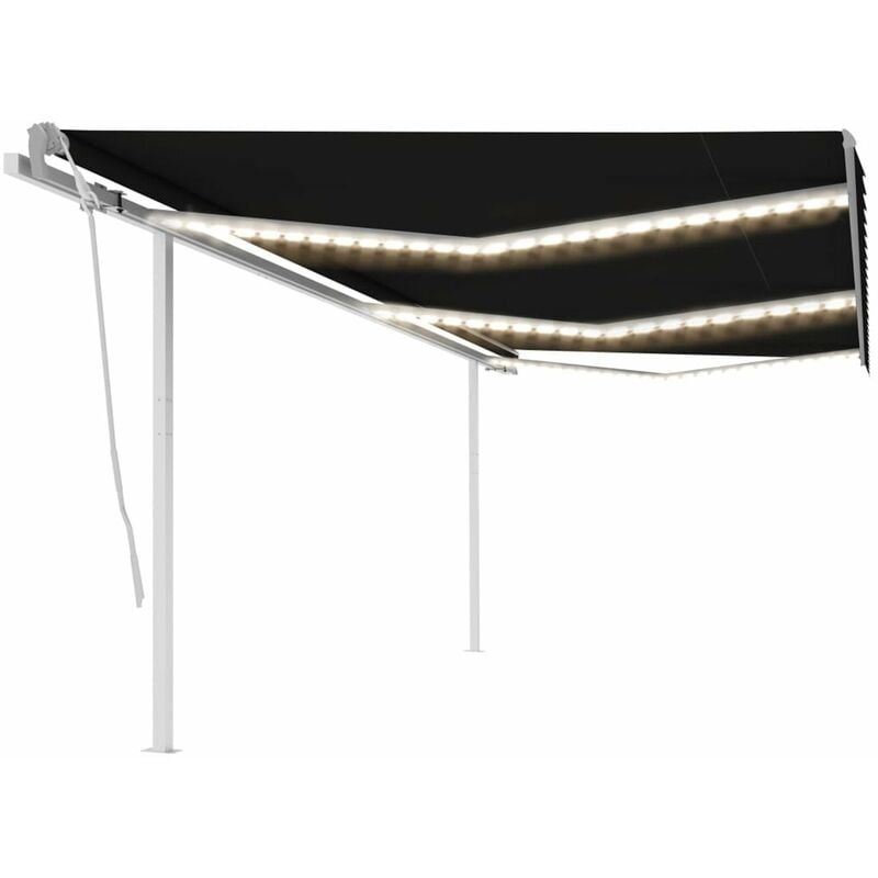 

Toldo retractil manual con LED gris antracita 6x3 m