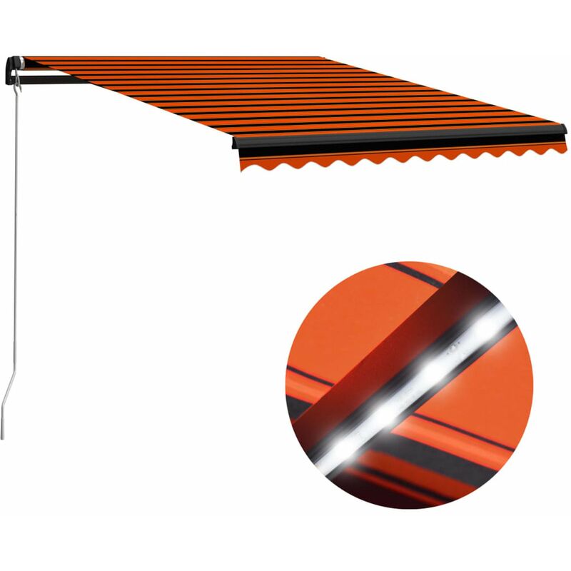 

Toldo retractil manual con LED naranja y marron 350x250 cm