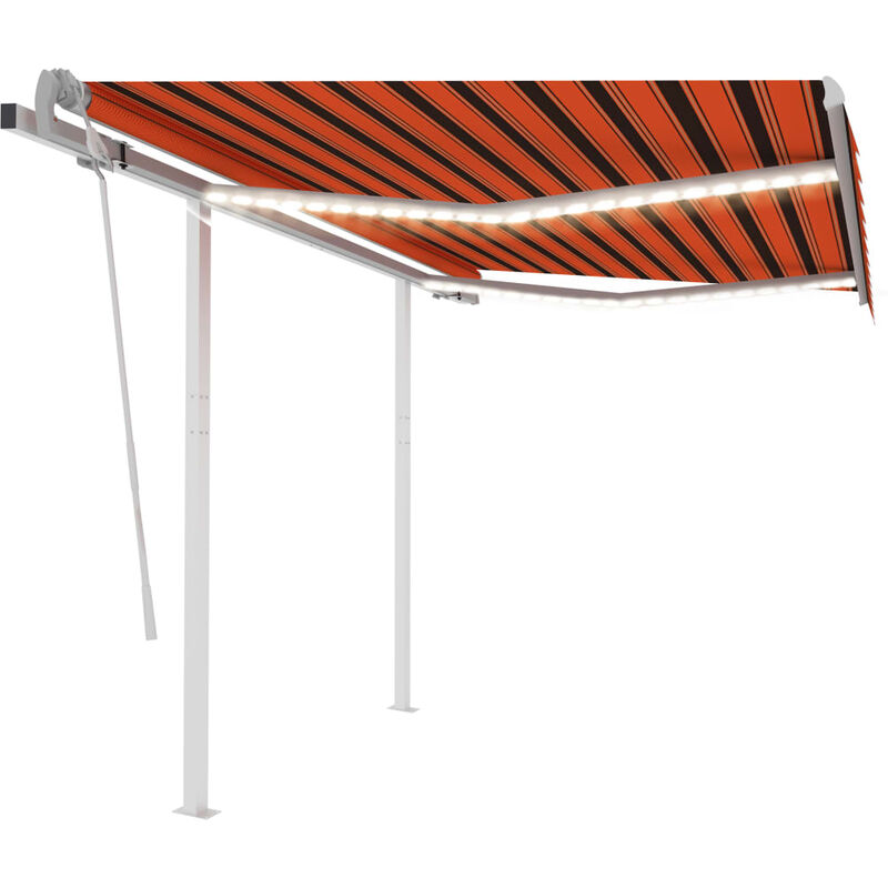 

Toldo retráctil manual con LED naranja y marrón 3,5x2,5 m