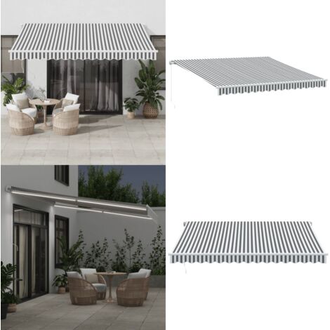 Toldo retráctil manual con luz LED antracita y blanco 400x350cm - Toldo LED - Toldo anti-UV