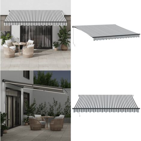 Toldo retráctil manual con luz LED antracita y blanco 400x350cm - Toldo LED - Toldo UV
