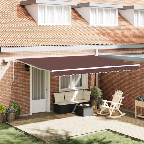 Toldo retráctil manual con luz LED marrón 450x300 cm