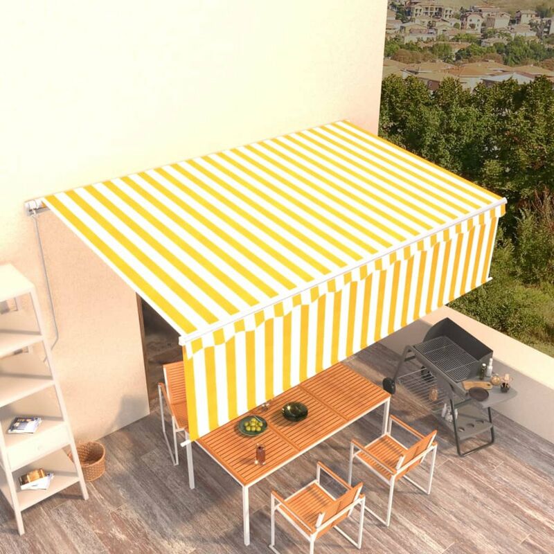 

Toldo retractil manual con persiana 5x3 m amarillo y blanco
