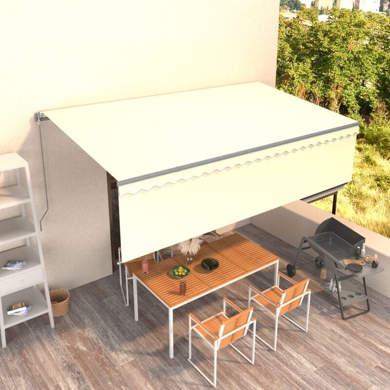 

Toldo retráctil manual con persiana crema 5x3 cm