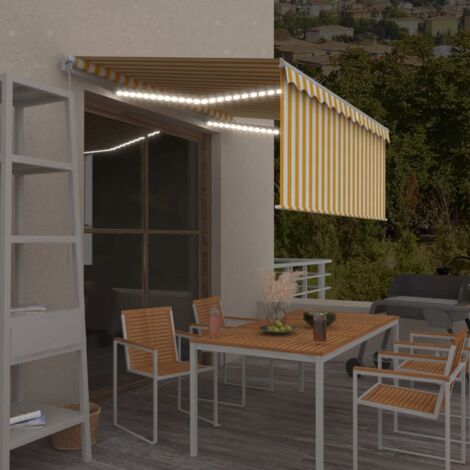 Toldo retráctil manual con persiana LED amarillo/ 3x2,5 m