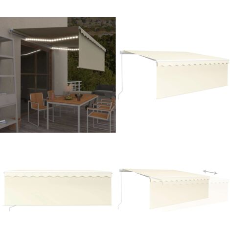 Toldo retráctil manual con persiana y LED crema 4x3 m - Persiana exterior - Toldo LED