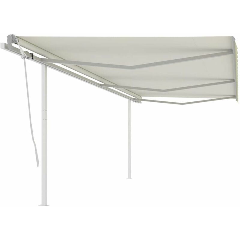 

Toldo retractil manual con postes crema 6x3,5 m