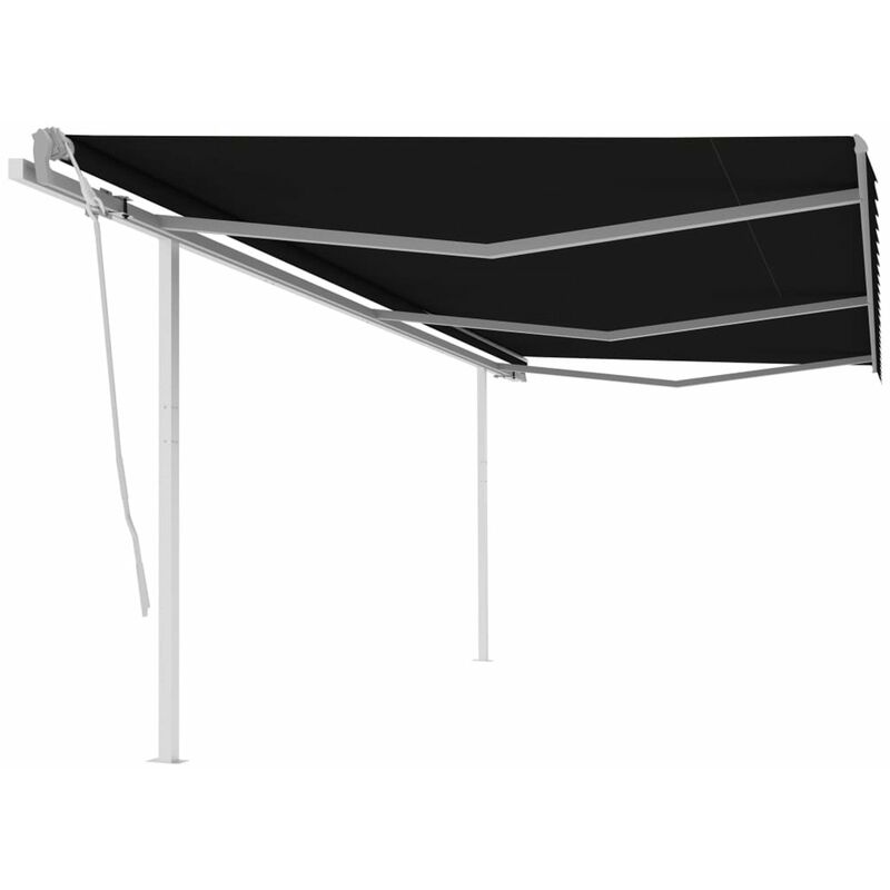 

Toldo retractil manual con postes gris antracita 6x3 m