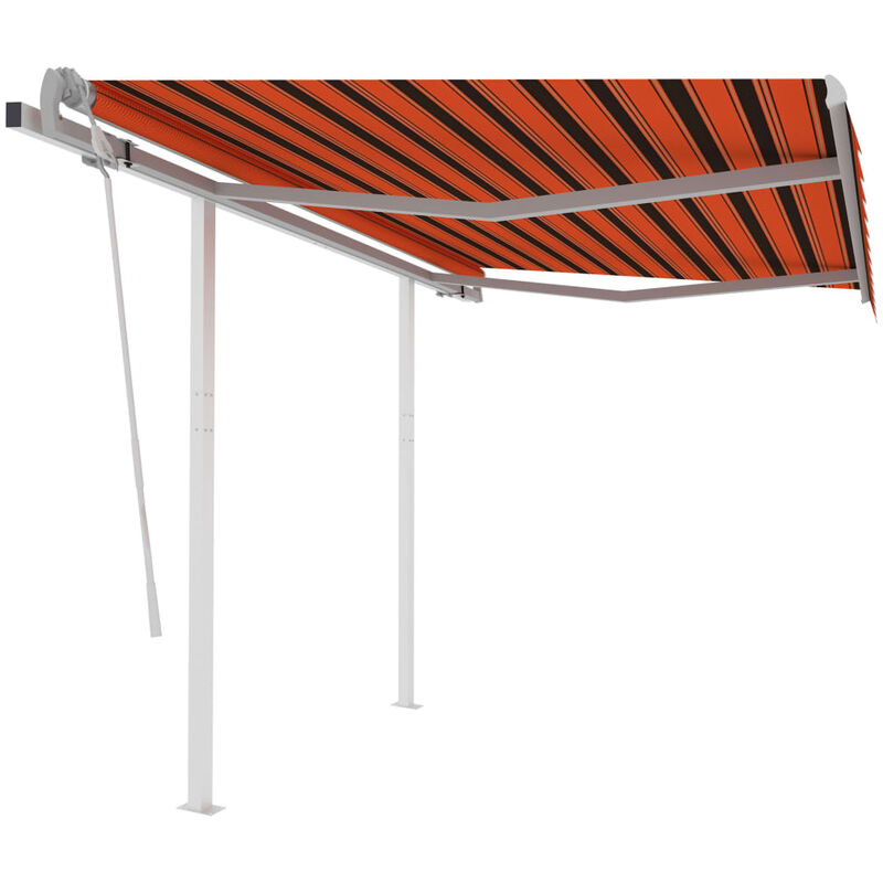 

Toldo retráctil manual con postes naranja y marrón 3,5x2,5 m