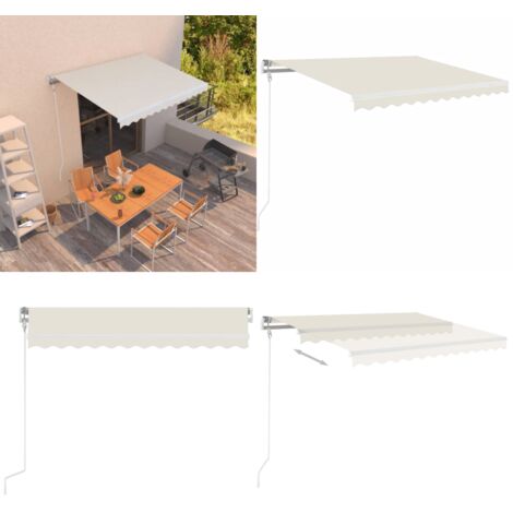 Toldo retráctil manual crema 350x250 cm - Toldo para patio - Toldo manual