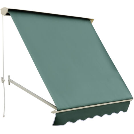 Toldo retráctil manual de aluminio, toldo para exteriores, toldo para balcón, ángulo ajustable, impermeable, anti-UV, tejido de poliéster, 180x70cm, verde