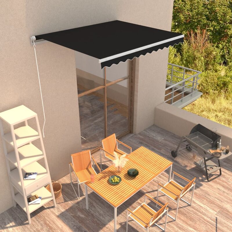 

Toldo retráctil manual gris antracita 300x250 cm