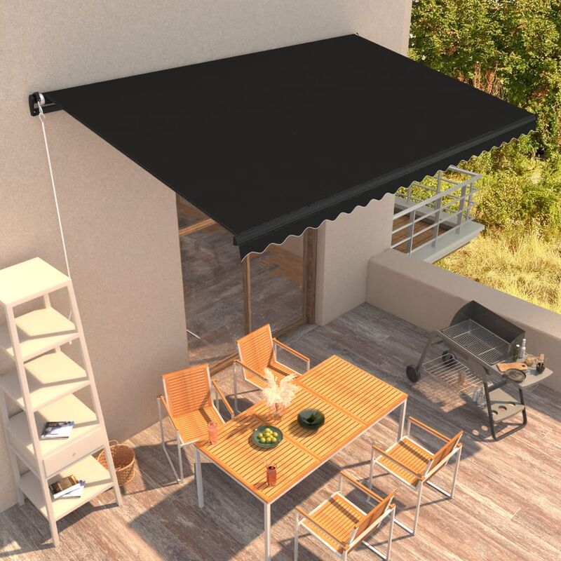 

Toldo retráctil manual gris antracita 450x300 cm