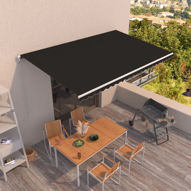 

Toldo retráctil manual gris antracita 500x350 cm