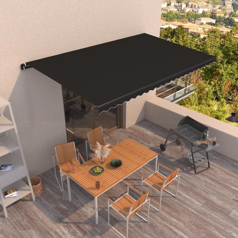 

Toldo retráctil manual gris antracita 500x350 cm