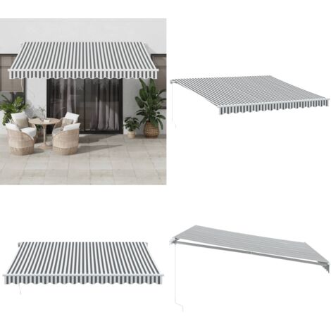 Toldo retráctil manual gris antracita y blanco 400x350 cm - Toldo manual - Toldo UV