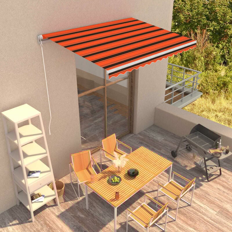 

Toldo retráctil manual naranja y marrón 350x250 cm