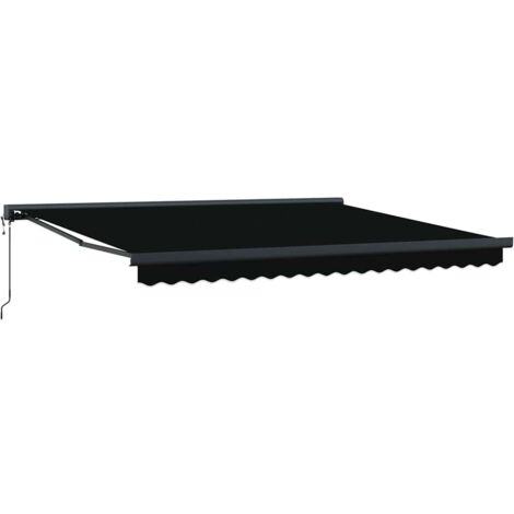 Toldo Retráctil Manual Negro 400 x 300 cm Tela Metal
