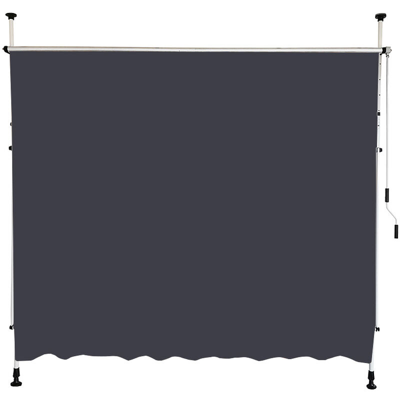 

Toldo retractil manual para ventana, terraza, balcon, jardin, gris, ancho: 300cm