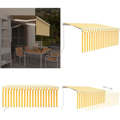 Toldo retráctil manual persiana y LED amarillo/blanco 3,5x2,5 m - Persiana LED - Toldo exterior