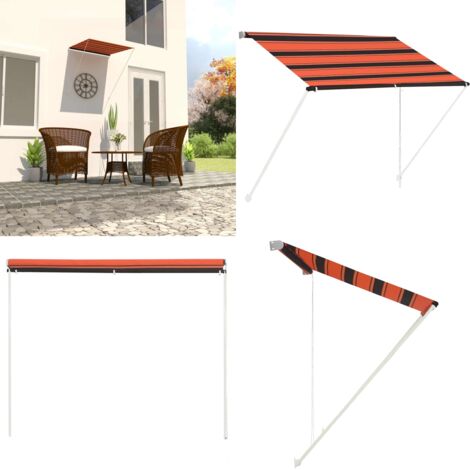 Toldo retráctil naranja y marrón 100x150 cm - Toldo para ventana - Toldo para terraza