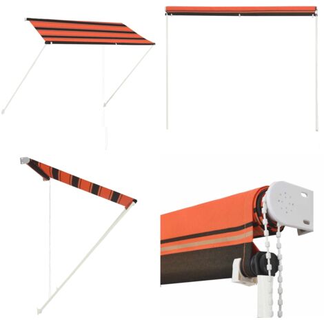 Toldo retráctil naranja y marrón 250x150 cm - Toldo para ventana - Toldo para terraza