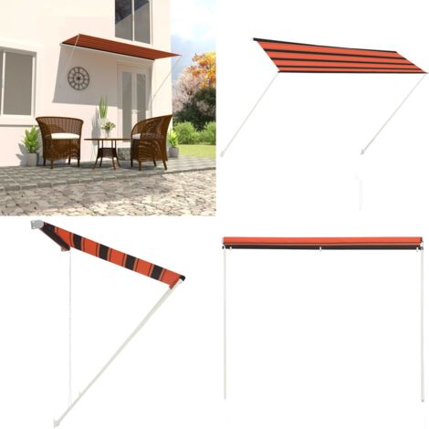Toldo retráctil naranja y marrón 300x150 cm - Toldo para ventana - Toldo para terraza