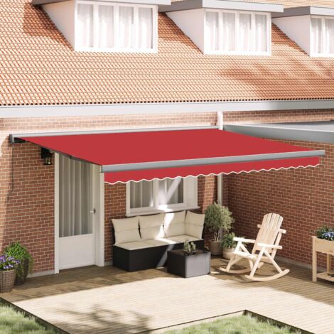 Toldo Retráctil Rojo 4 x 3 m Lona y Aluminio