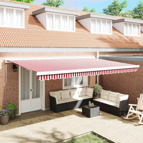 Toldo Retráctil Rojo y 500 x 300 cm Tela y Metal