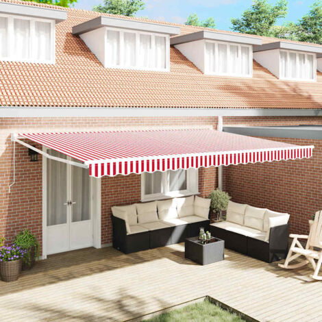 Toldo retráctil Rojo y blanco 500 x 300 x 165 cm vidaXL
