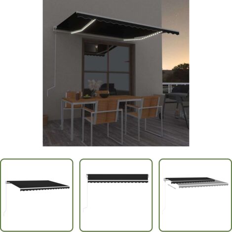 Toldo retráctil -  Toldo automático con LED y sensor de viento antracita 450x300cm