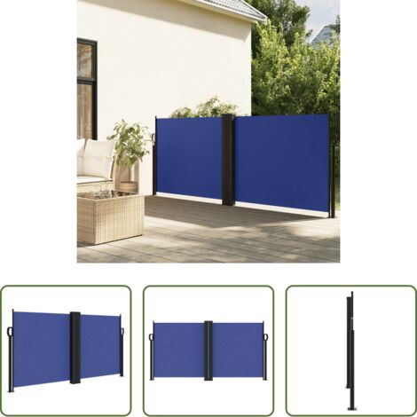 Toldo retráctil -  Toldo lateral retráctil azul 120x1200 cm