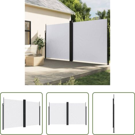 Toldo retráctil -  Toldo lateral retráctil blanco 200x600 cm