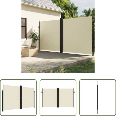 Toldo retráctil -  Toldo lateral retráctil crema 200x600 cm