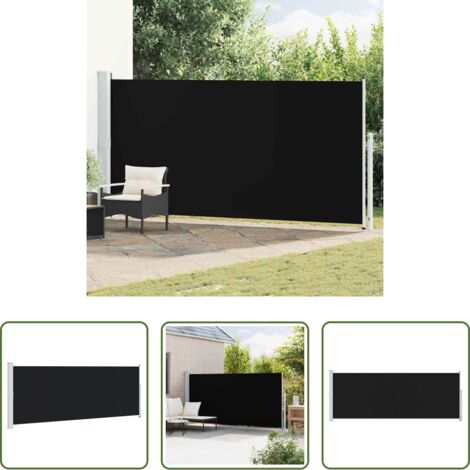 Toldo retráctil -  Toldo lateral retráctil de jardín negro 180x500 cm