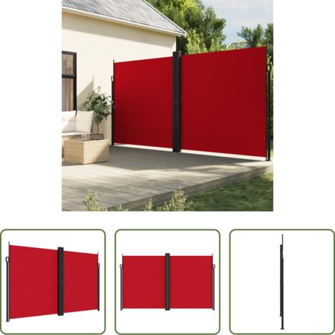 Toldo retráctil -  Toldo lateral retráctil rojo 200x600 cm