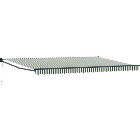 Toldo Retráctil Verde y blanco 500 x 300 cm Poliéster, Metal vidaXL