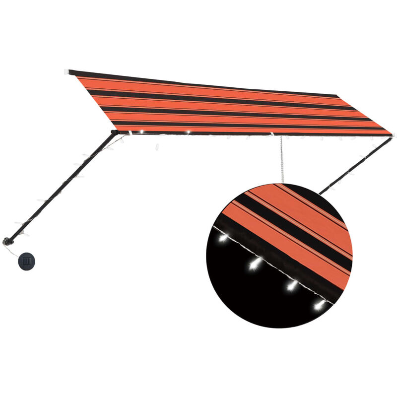 

Toldo retráctil con LED naranja y marrón 400x150 cm - Multicolor