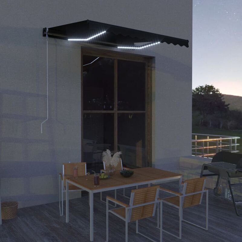 

Toldo retráctil LED y sensor de viento gris antracita 300x250cm - Gris