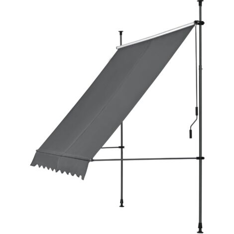 Toldo solar metal y poliéster altura variable gris 350 x 120 x 200-300 cm 030001119