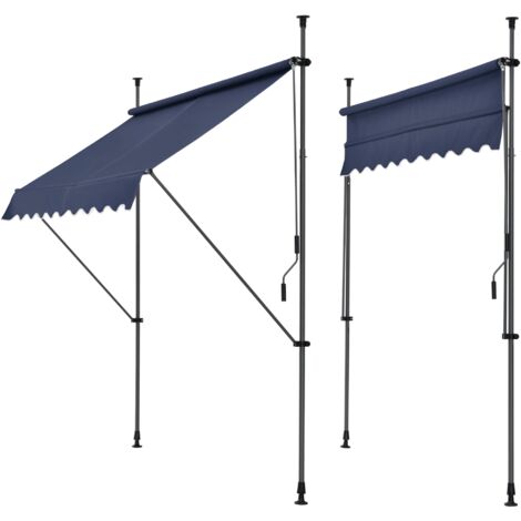 Toldo telescópico de acero poliéster 250 x 120 x 200-300 cm azul oscuro 030008325