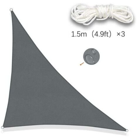 Toldo triangular gris de 3 x 3 x 4,3 m, impermeable, con protección UV para patio, jardín, terraza, balcón exterior.