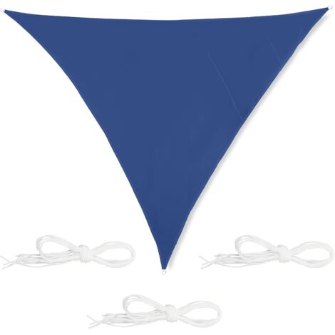 Toldo triangular, impermeable, resistente a los rayos UV, con vientos, para patio o balcón, 4x4x4 m, azul
