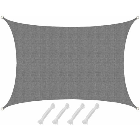 Toldo UV 3x4 HDPE Vela de Protección Solar Rectangular Techo para Balcón Gris