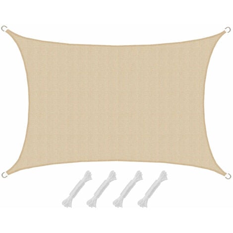 AMANKA Toldo UV 3x5 HDPE Vela de Protección Solar Rectangular Techo Beige