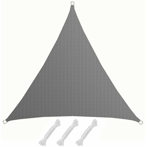 Toldo UV HDPE 3x3x3 Vela de Protección Solar Triangular Techo Balcón Jardín Gris