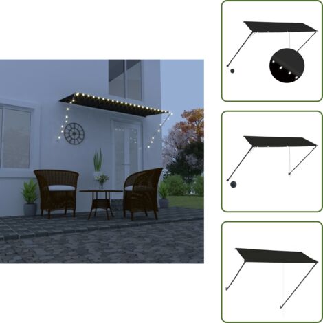 Toldo UV - vidaXL Toldo retráctil con LED gris antracita 300x150 cm - Toldo para ventana