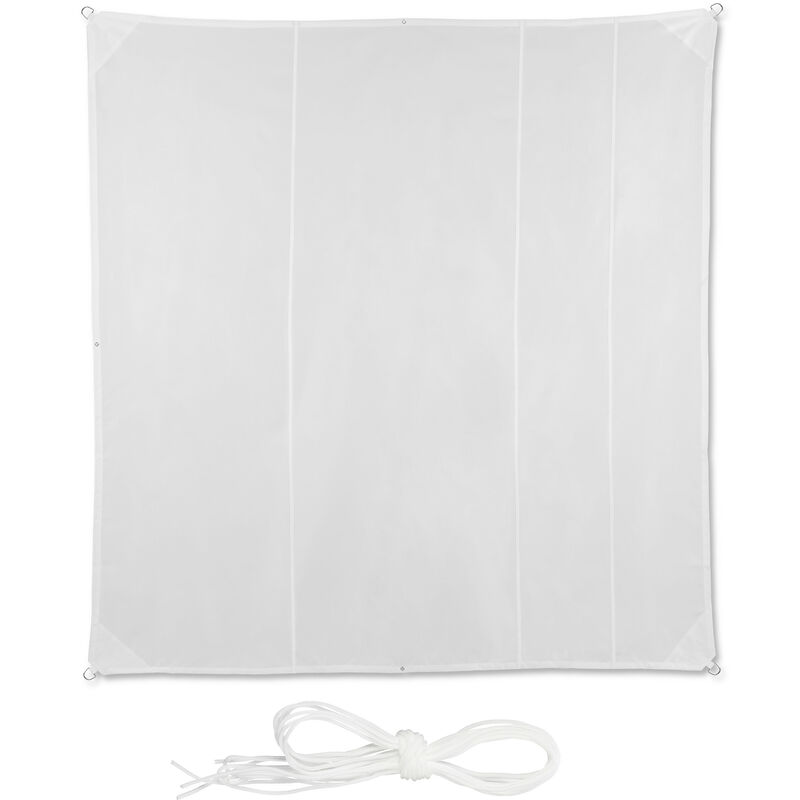 

Toldo vela cuadrado, Protección rayos UV, Con cuerdas para tensar, Blanco, 5 x 5 m