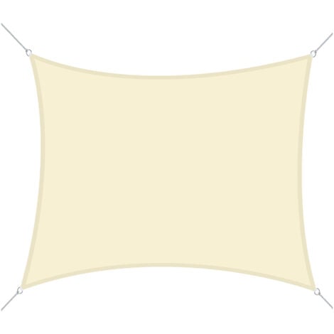 OUTSUNNY Toldo vela de sombra cuadrado 3x3 m toldo de terraza de poliéster con anillo de acero inoxidable y cuerdas para jardín patio crema
