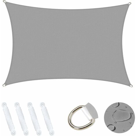 Toldo vela de sombra rectangular Ineasicer de 4 x 5 m para jardín, con protección solar del 95 % contra los rayos UV, resistente e impermeable, para patio, jardín, camping y piscina (gris)
